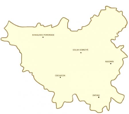 Mapa powiatu z siedzibami gmin