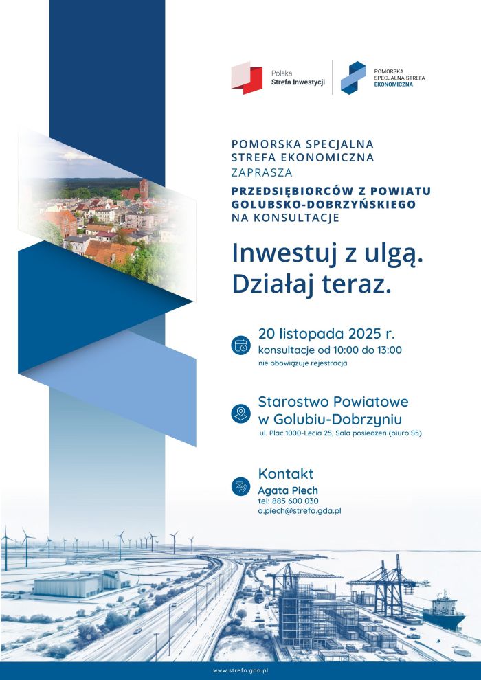 2025.11.20 Konultacje dla przedsiebiorcow z powiatu golubsko-dobrzyńskiego - plakat