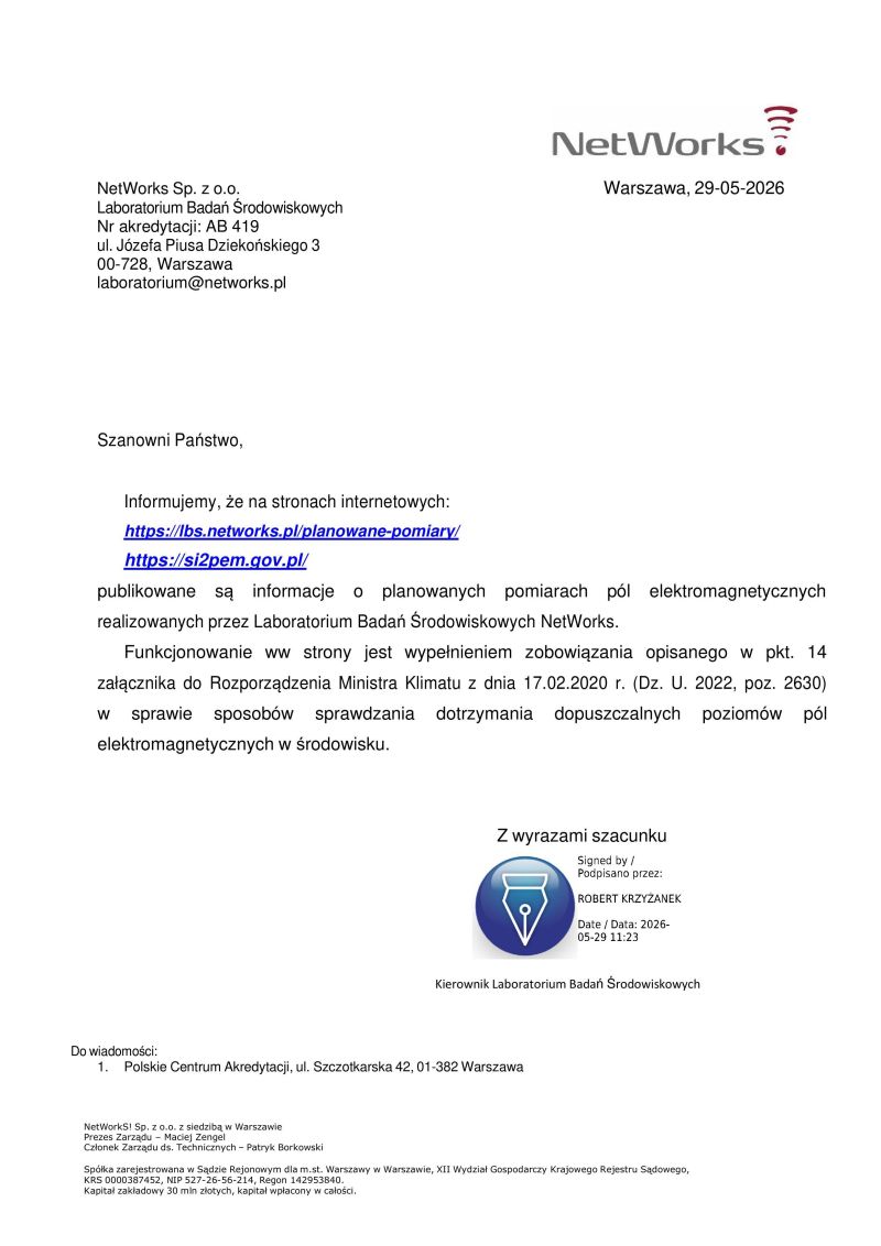 Informowanie o planowanych pomiarach pól elektromagnetycznych-sig